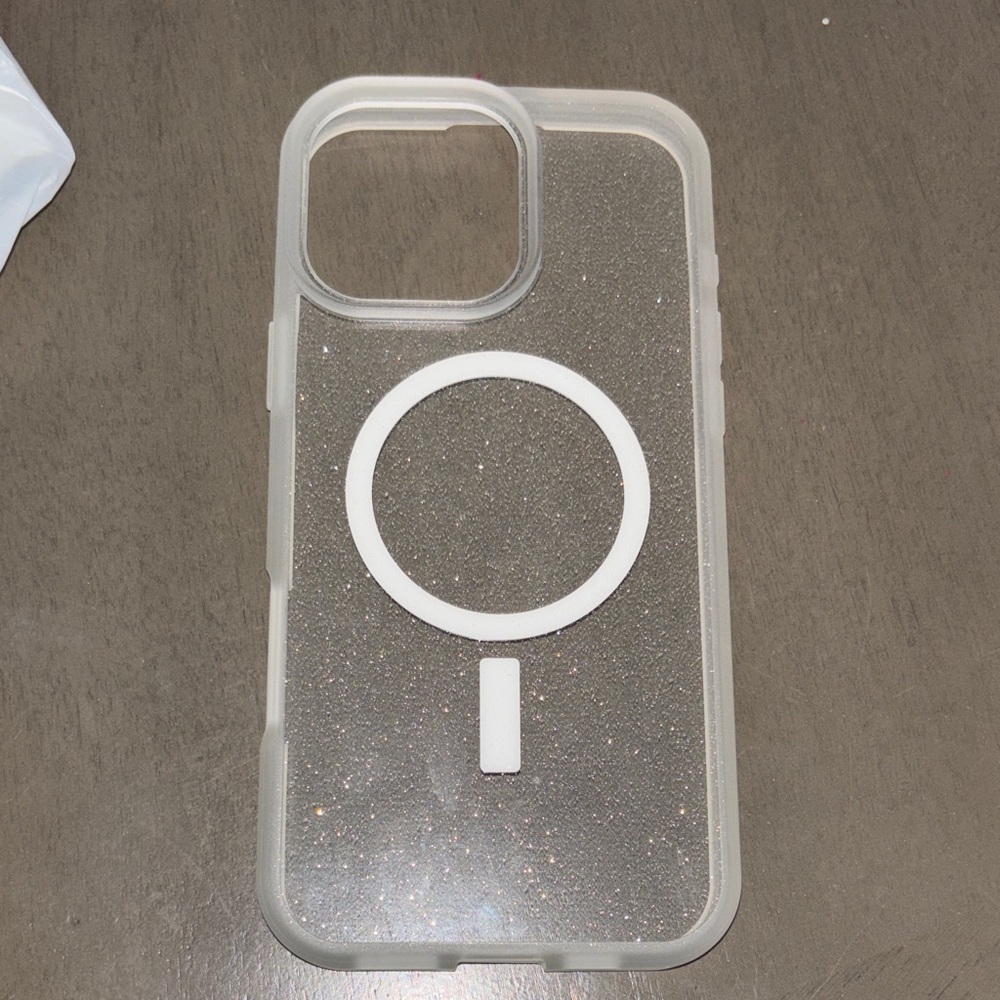 Clear Glitter Phone Case with MagSafe Compatibility for iPhone 16 pro max